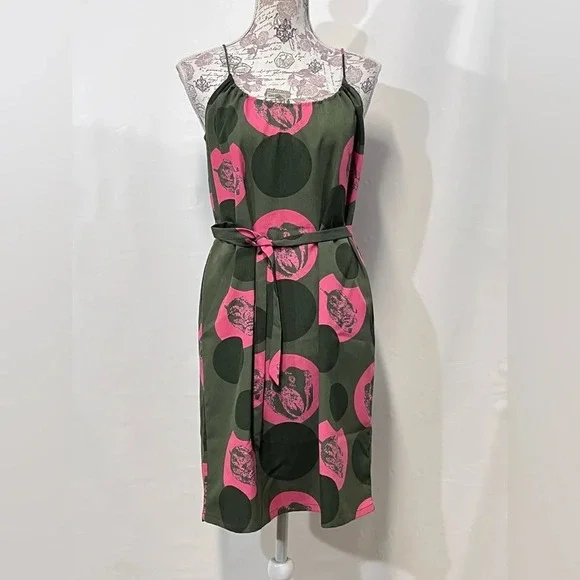 🛍️ TUCKER for Target Olive green and pink summer dress‎ size M. - Picture 5 of 13